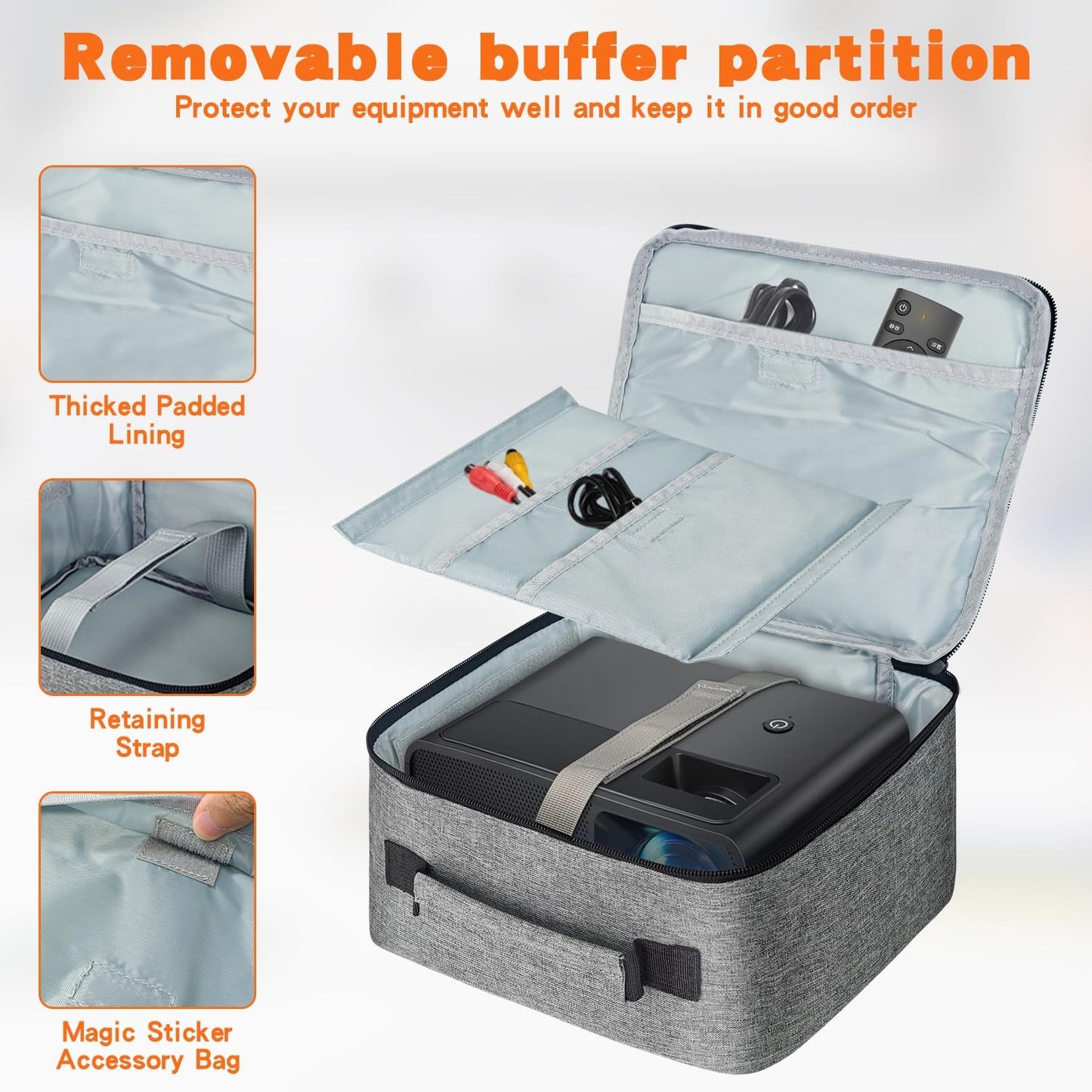 (ID:10.4*8.8*5in) Grekos Projector Carrying Bag,Projector Carrying Case for Accessories,Portable Carrying Bag