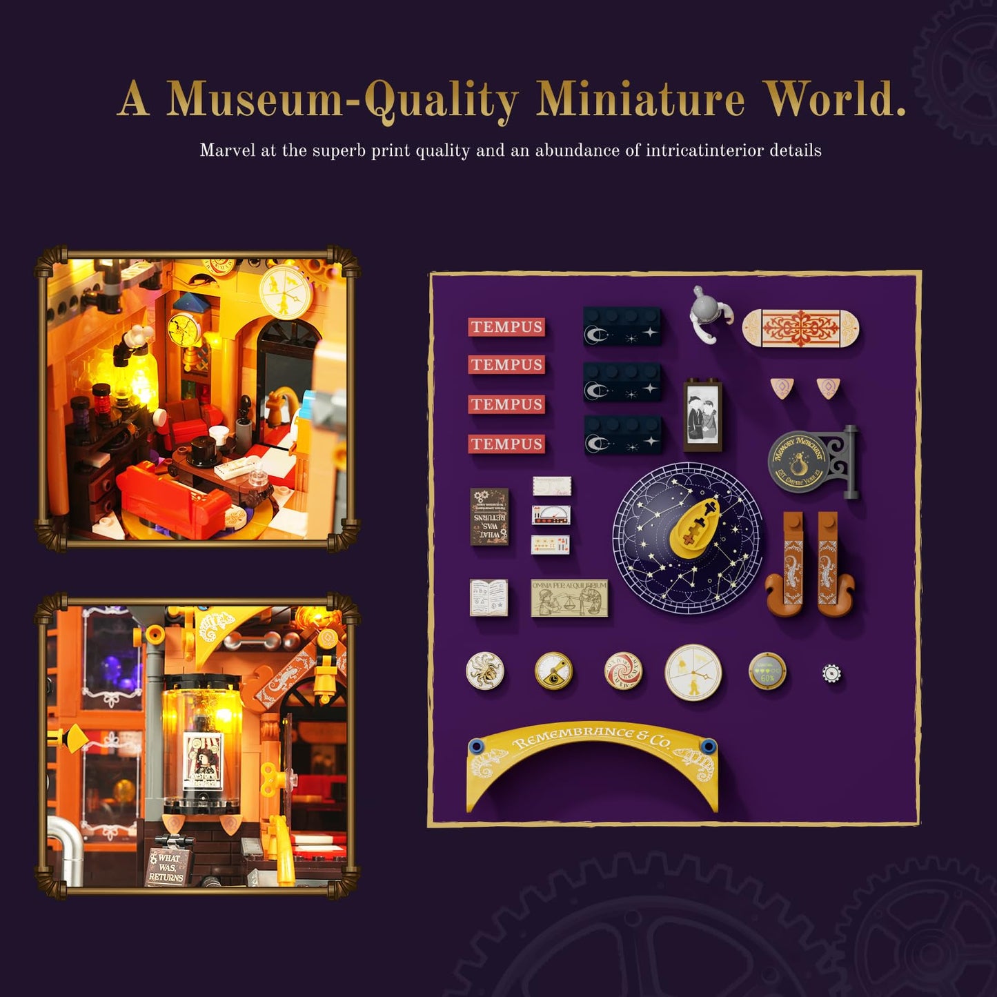 Lumibricks Steampunk Memory Magic Shop Lighting Building-Bricks Set, 2056 Pcs Modular Building from Chrono Custodians Collection Display Set for Adults and Steampunk Lovers