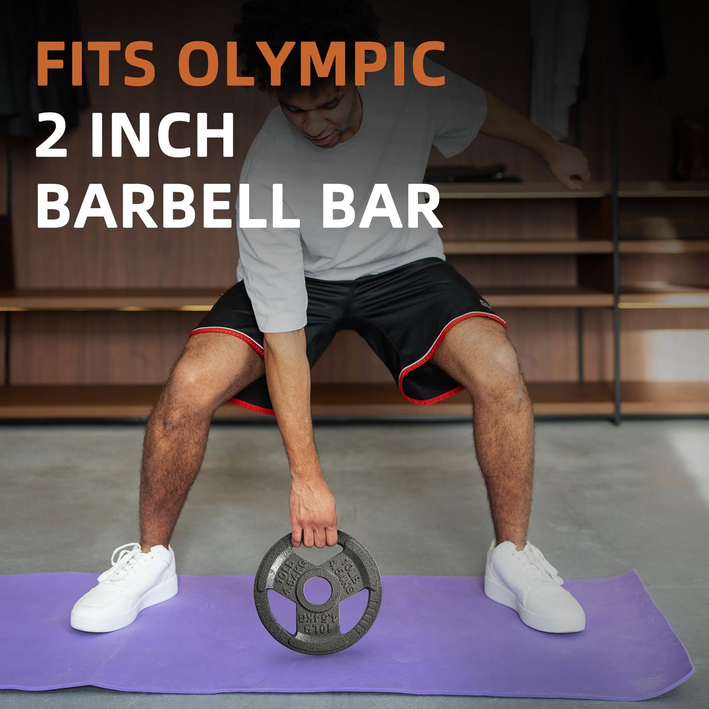 Fitvids 2 Inch Olympic Weight Plates, 4x 5 LB Plates for Home Gym Strength Training, Triple-handle Design