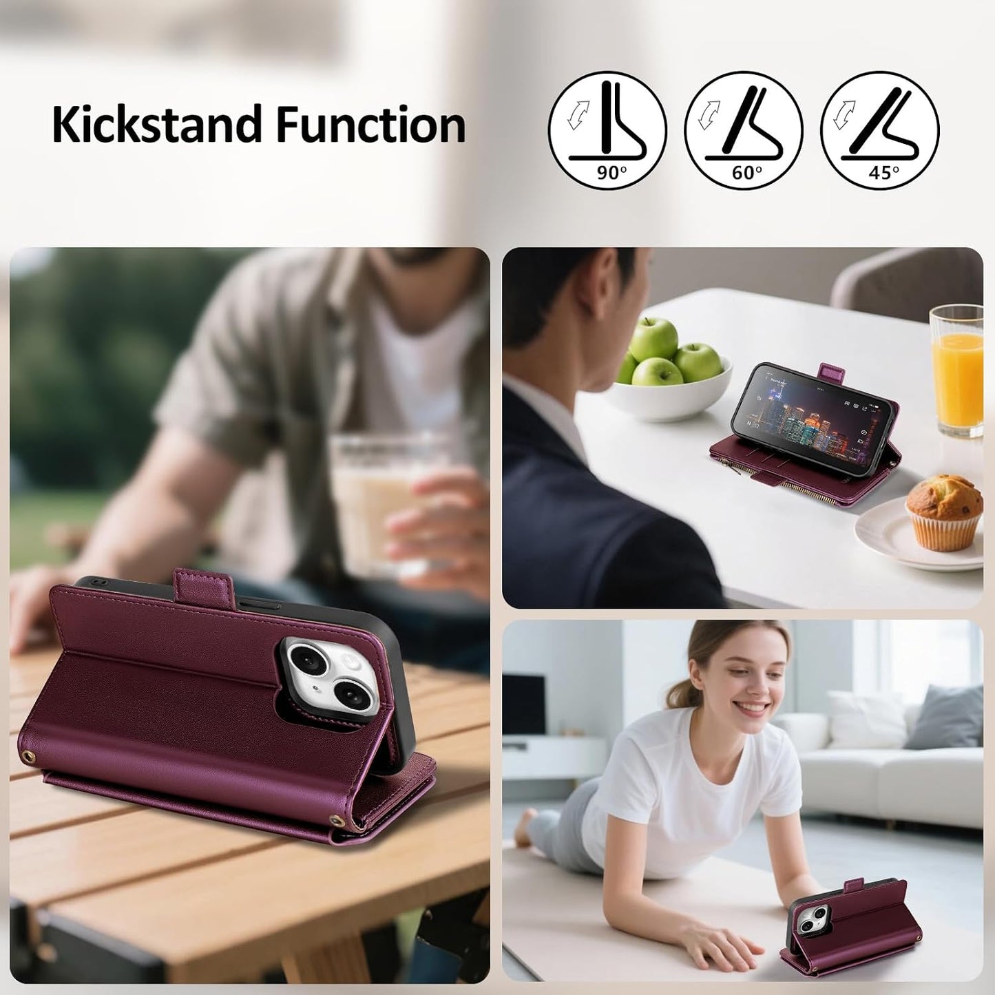 Antsturdy 2 1 15 Compatible with Magsafe Magnetic in Detachable iPhone Wallet Case with Credit Card Holder Slots,PU