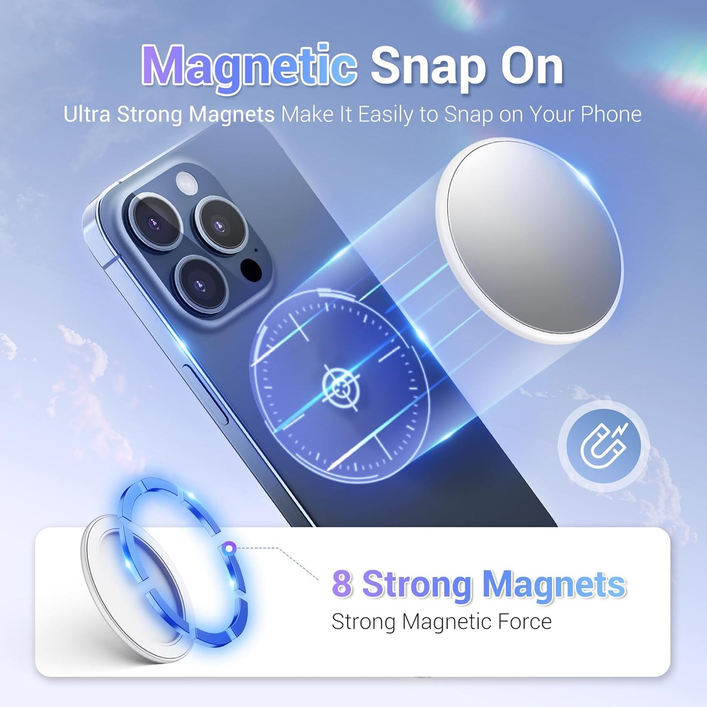 2.2" 17 16 15 14 13 Magnetic Selfie Mirror for Back Camera,Slim Phone Convex Mirror for Magsafe Compatible with iPhone