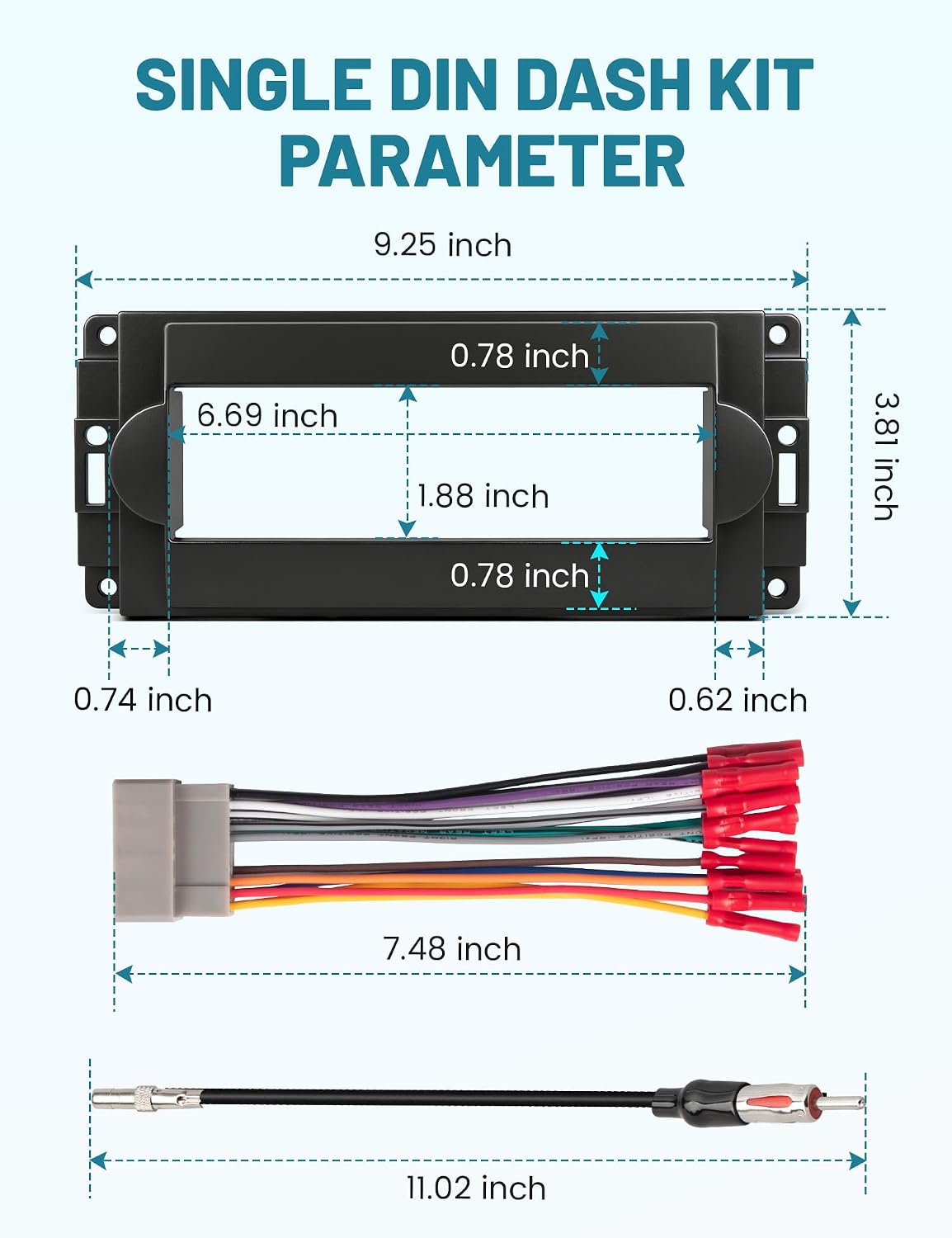 2005-2007 300C NuIth Single Din Radio Installation Dash Kit W/Radio Wiring Harness for Chrysler /Dodge Ram Charge