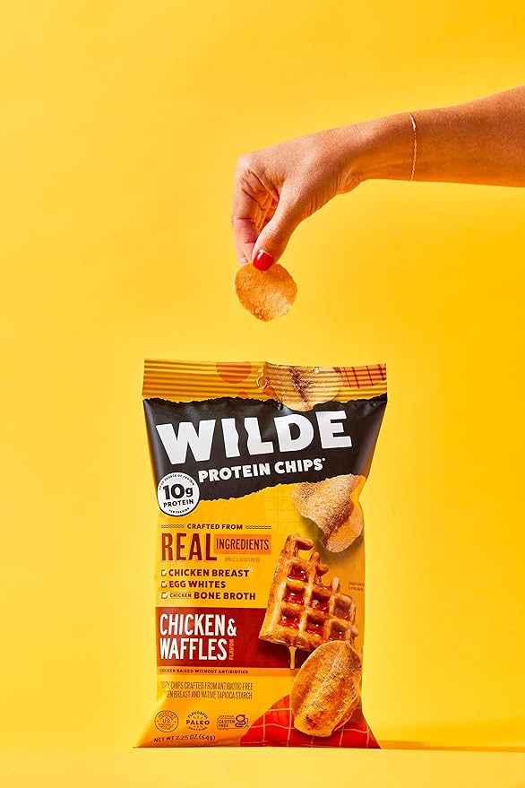 WILDE Chicken & Waffles Protein Chips, Thin and Crispy, High Protein, Keto, Made with Real Ingredients, 2.25oz Bags (Pack of 8)…
