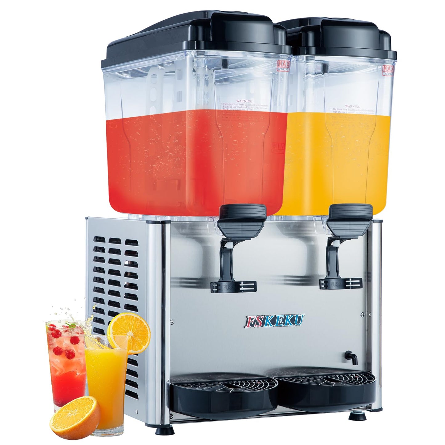 FSKEKU Commercial Beverage Dispenser, 36L (9.5 Gal) Refrigerated Juice Drink Machine, Stainless Steel Cold Iced Tea Cooler for Restaurant, Bar, Buffet