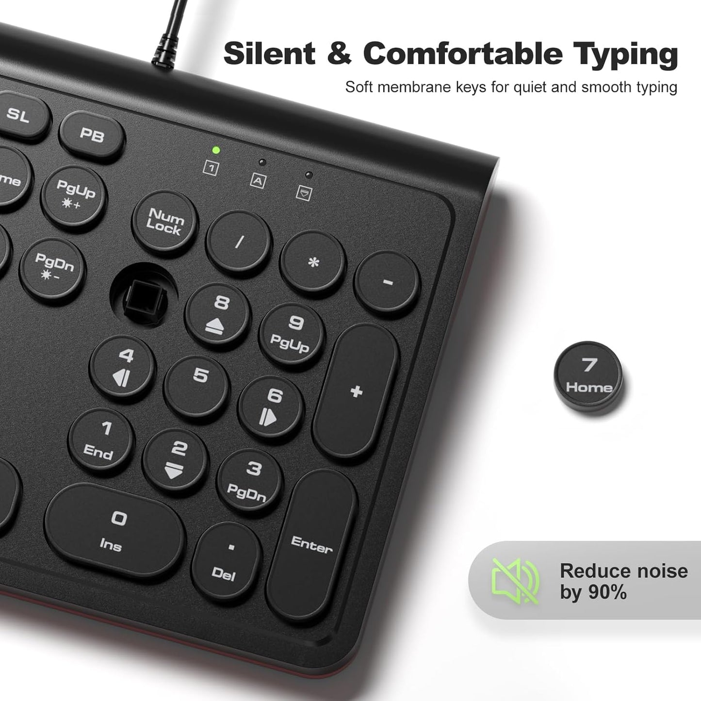 Dilter 7 8 10 11 USB Wired Computer Keyboard with Backlit - Full Size Office Keyboard with Number Pad, Caps Indicators