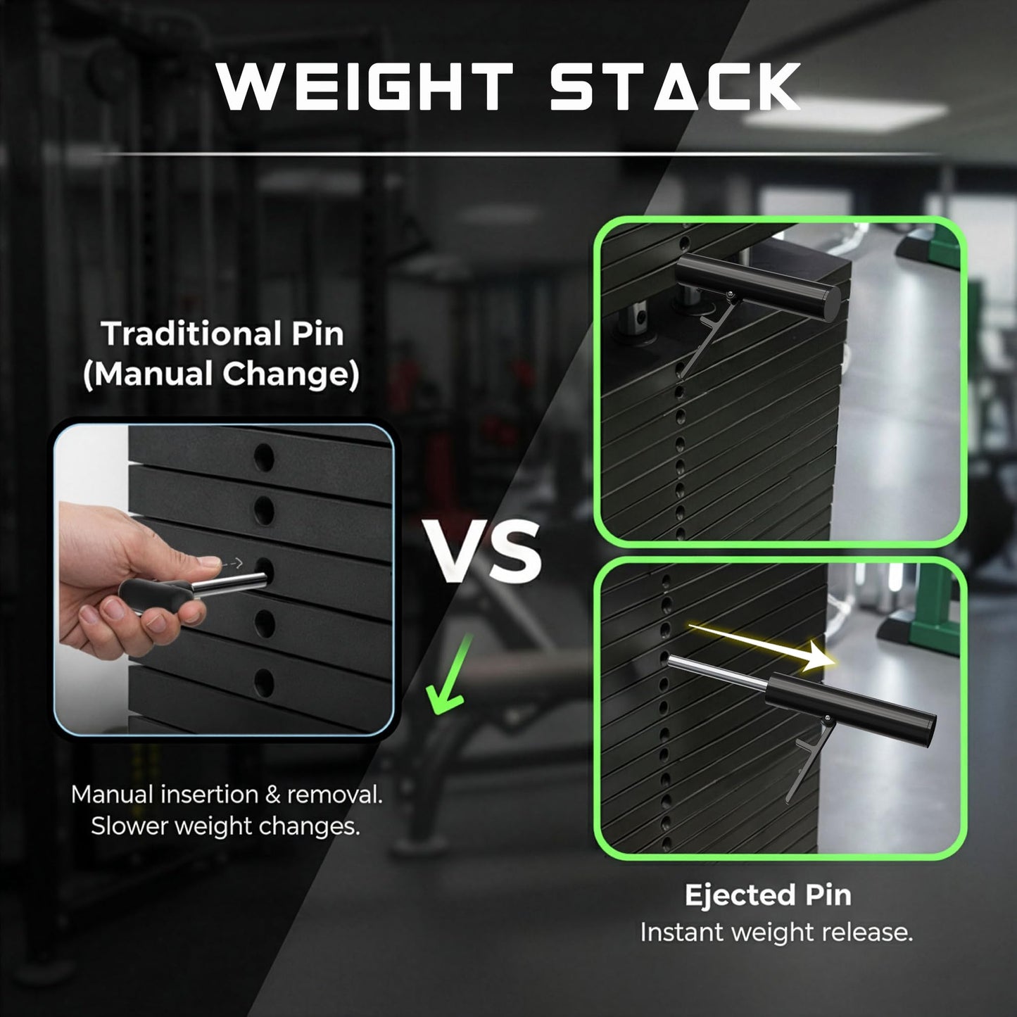AMWBSR Upgraded Drop Set Pins for Gym - Quick Release Weight Stack Pins for Gym Strength Training Equipment Accessories, Easy Transition to Lower Weights for More Reps, Universal Fit