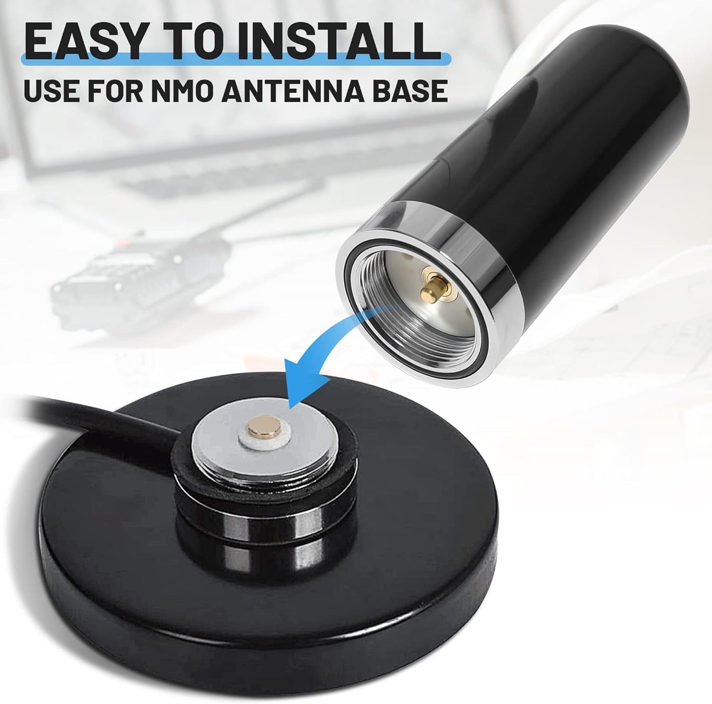 Anina 3DB 136-174MHz 400-470MHz, 3.5 Gain GMRS Antenna NMO Mount, Dual-Band UHF VHF Antenna NMO Connection for Midland