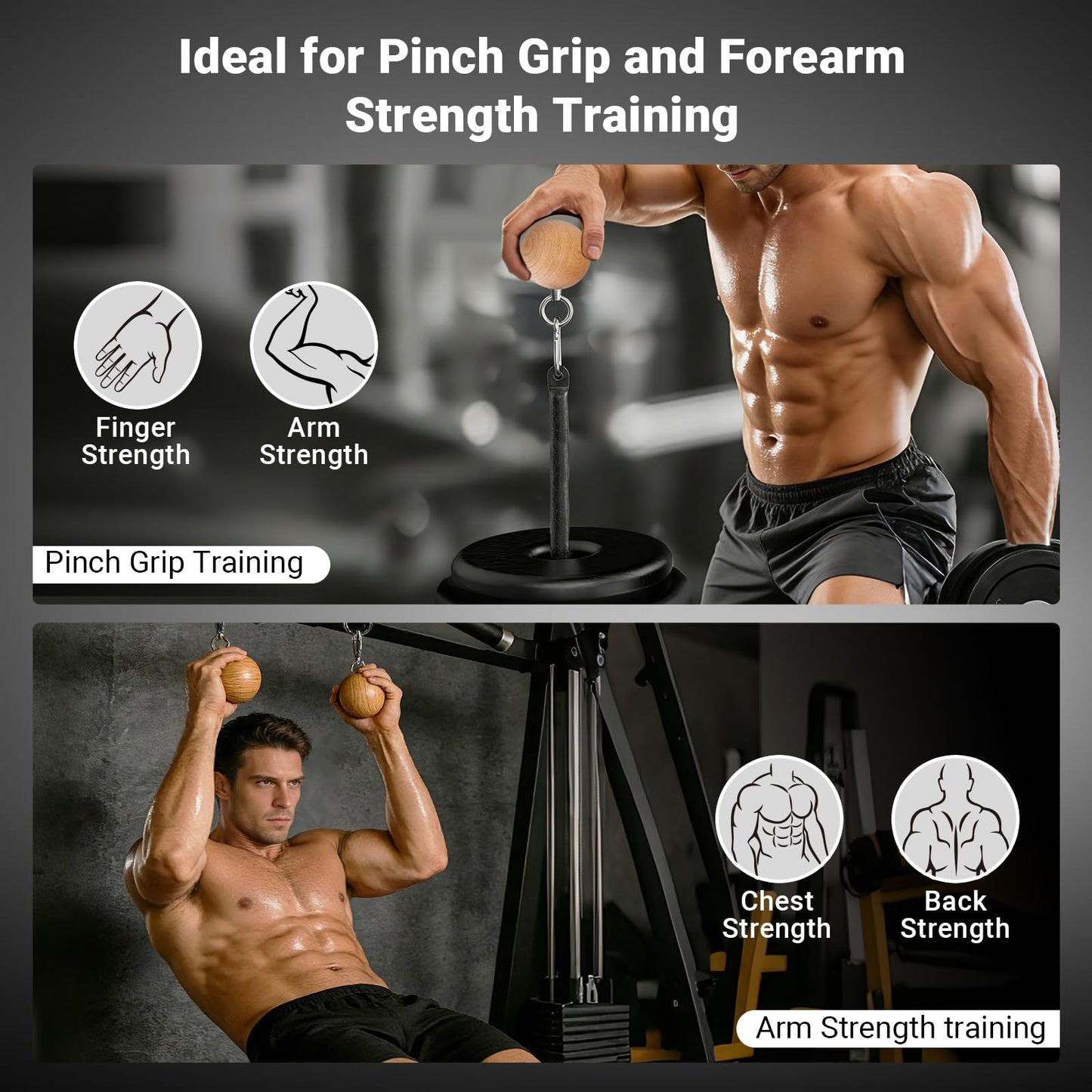 Pinch Grip Strength Training Set, Beech Wood Pinch Block Grip Set with Loading Pin, Rock Climbing Power Finger Forearm Hand Exerciser Strength Training Strengthener Equipment For Home Gym (Pinch Wood Set)