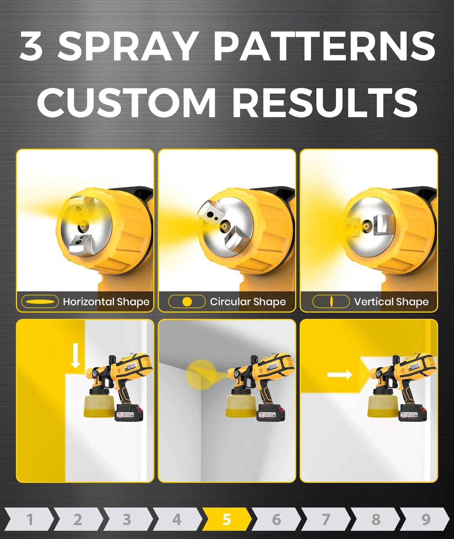 Paint Sprayer, 700W Cordless Electric Spray Paint Gun with 1400ml Container, Easy to Clean, 2×4000mAh Battery, LED Light, 3 Modes & 6 Nozzles, Paint Sprayer for House Painting Fence Wall Cabinet & DIY