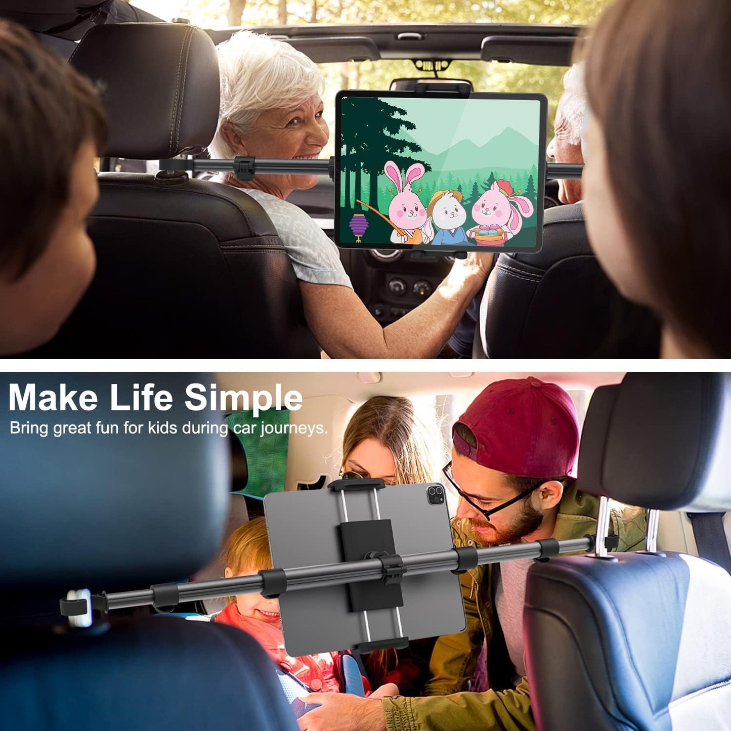 Dosvsi 32.67 inch 12.9 13 4-13" Car Headrest Tablet Holder, [Stretchable Arm] Between Seat Tablet Mount for Car
