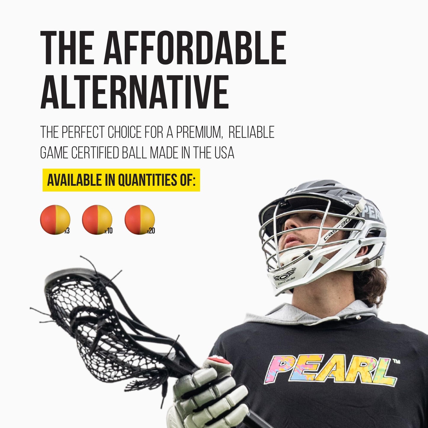 PEARL Guardian Sports Dual X Greaseless Lacrosse Balls, Yellow & Orange - 10 Pack - Dual Color Design for Better Tracking - SEI Certified to Meet NOCSAE & NCAA Standards - Made in USA