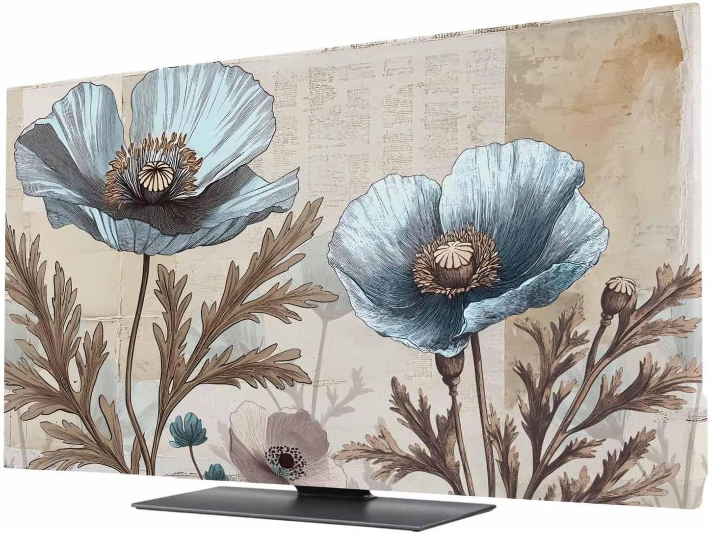 Singingin 32 Inch, Blue Broccoli TV Dust Cover Rustic Farmhouse Floral Retro Brown Plant Computer Monitor Cover