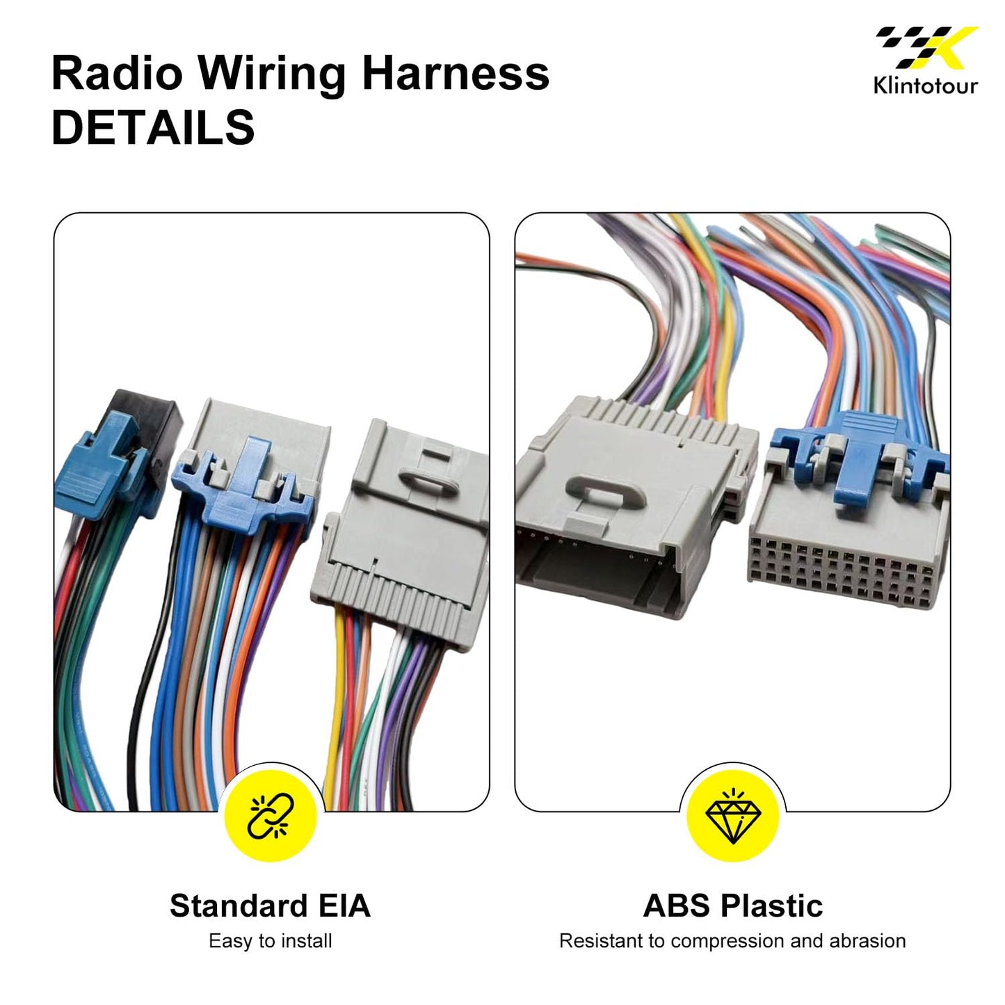 20042009/Chevy 20002012/GMC 20022012,Stereo Cable(4PCS) Radio Wiring Harness with Male and Female Plug Compatible