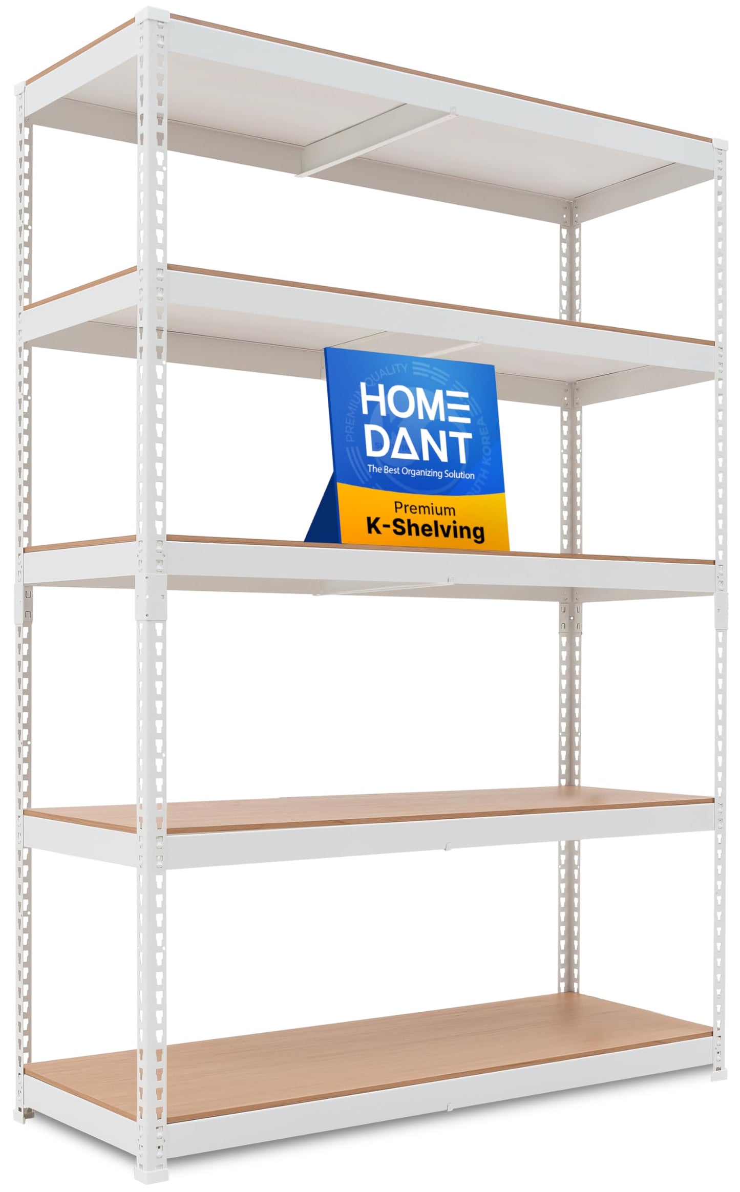 HOMEDANT 47.7" W 5 Tier Heavy Duty Garage Shelving Adjustable Metal Rack Storage Shelves Standing Shelf Unit Organizers Industrial Warehouse Basement White 1Pack