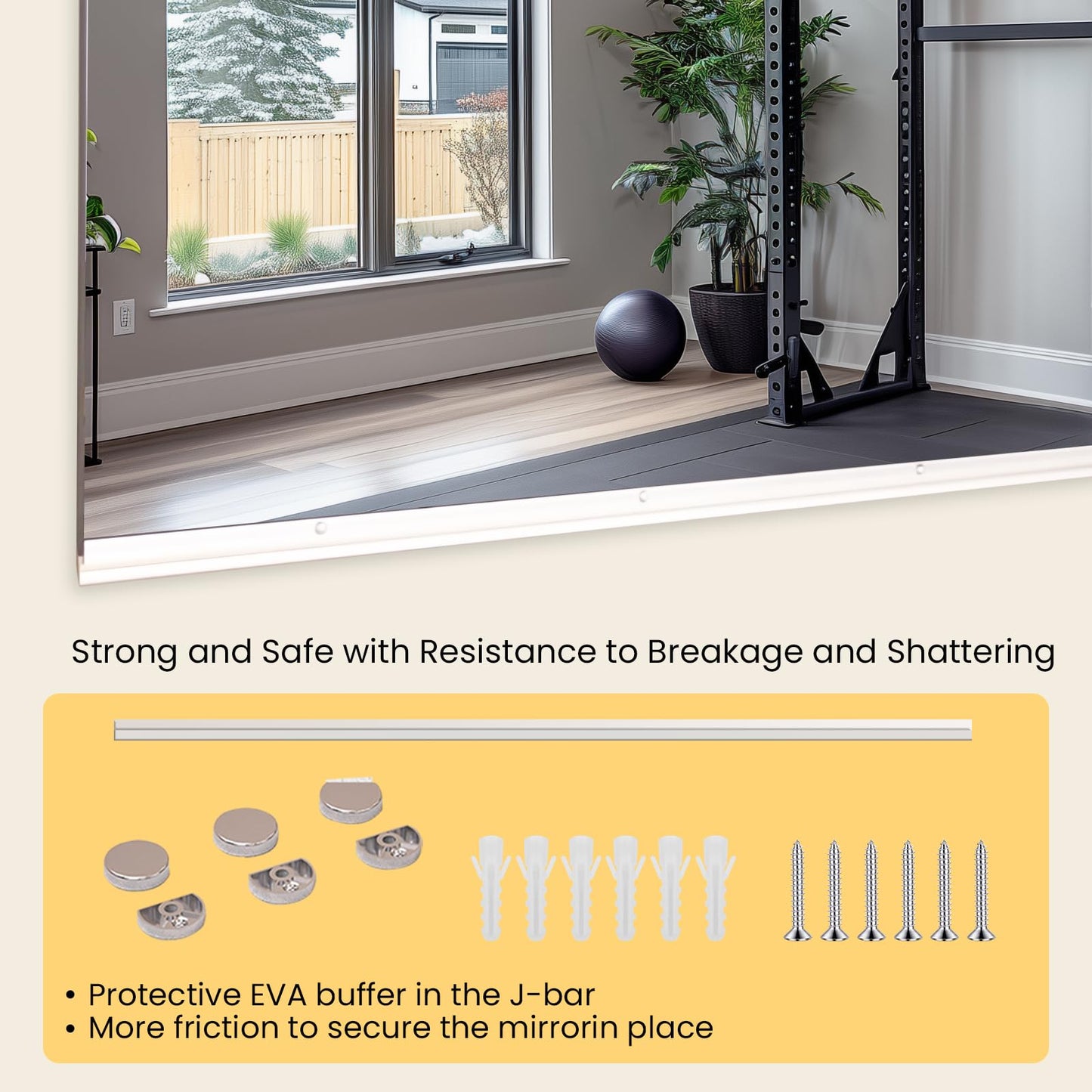 yuzeyurun Home Gym Mirror, Set of 2Pcs 48″×30″ Large Gym Mirrors, Tempered Glass Full Length Wall Mirrors, Full Body Mirror for Bedroom, Wall Mounted Mirror for Gym, Bedroom, Door