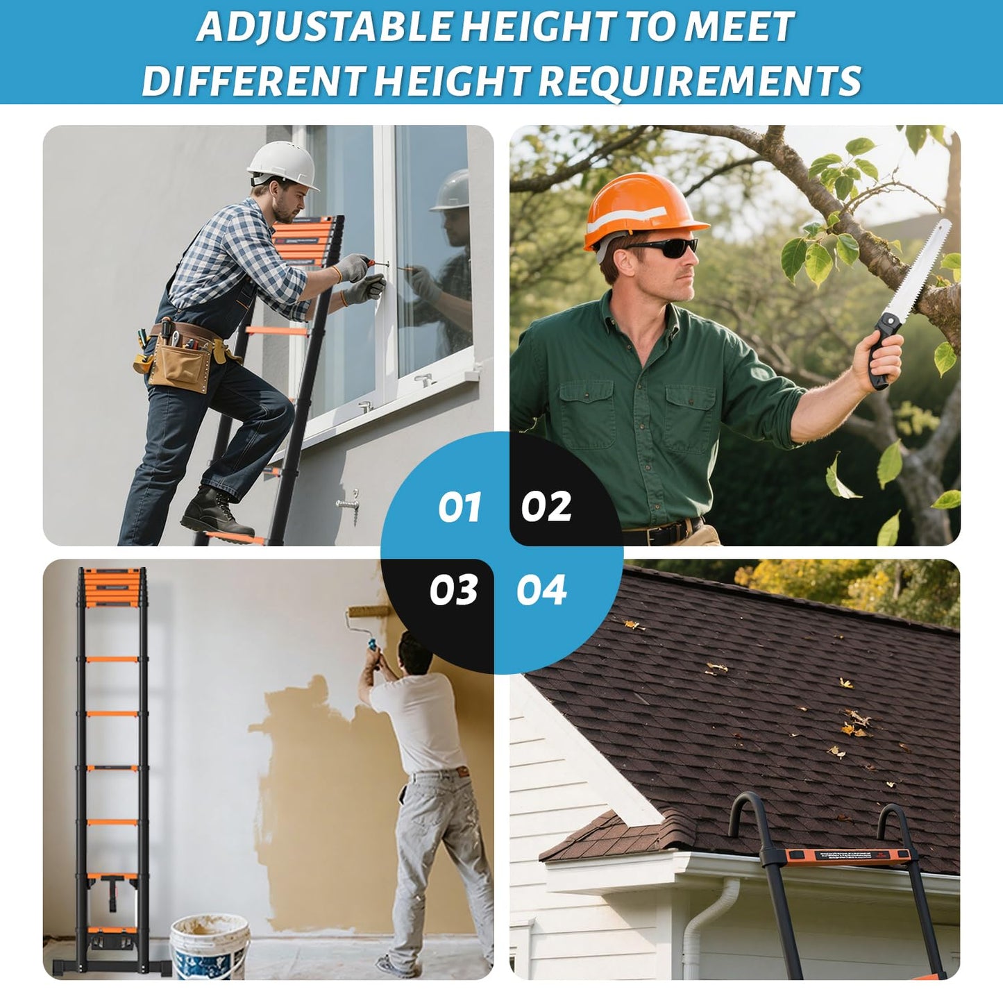 Telescoping Ladder, 16.5FT Extension Ladder，One-Step Collapsible, Aluminum Ladder for RV Home Outdoor, 330lbs Max Capacity