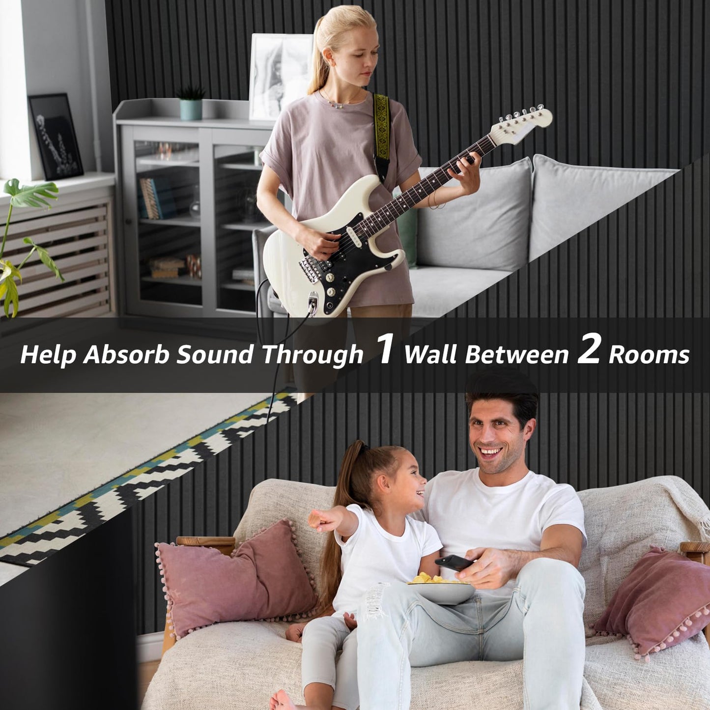 Art3dwallpanels 10 Pack Acoustic Panels, 48" X 12" X 0.35" Soundproof Wall Panels, Self Adhesive High Density Sound Absorbing Acoustic Treatment for Recording Studio, Office, Black