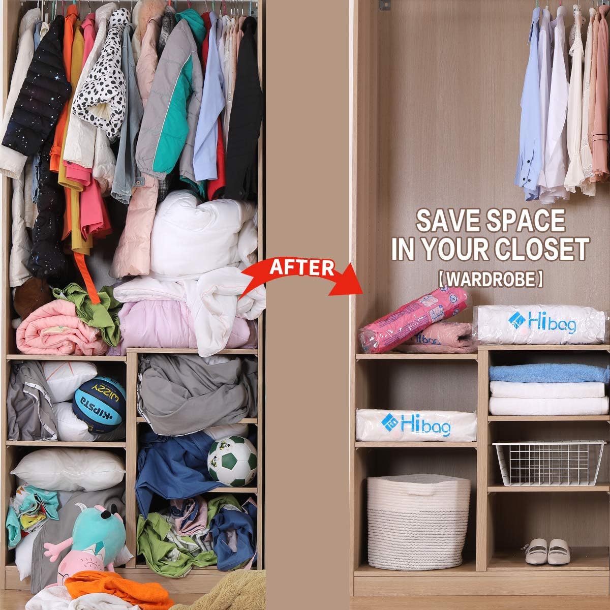 Space Saver Bags - 8 Medium Vacuum Storage Bags for Clothes with Pump Included