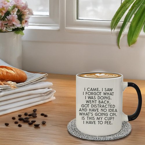 MQPPKJ I Came I Saw I Forgot Funny Coffee Mug 12oz, Birthday Gifts for Women Men, Gag Gifts Novelty Adult for Grandma Grandpa Mom Dad Gift Mothers Day Fathers Day Christmas