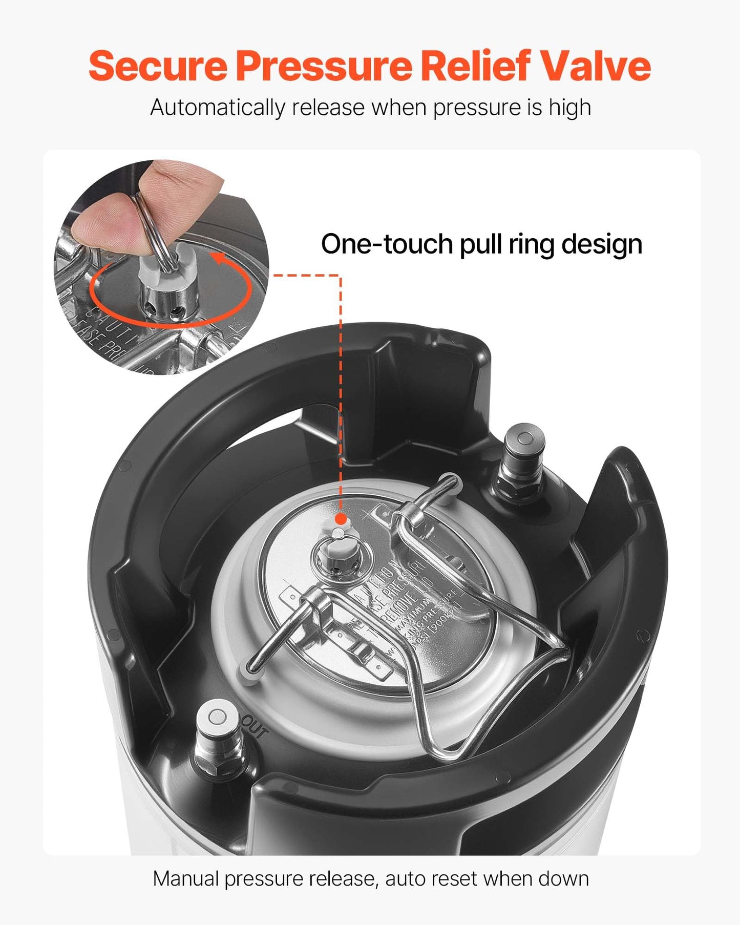 VEVOR Corny Keg, 5 Gallon Ball Lock Keg, SUS304 Cold Brew Kegs with Dual Rubber Handles & Heavy-Duty Rubber Bottom, Brewing Equipment for Home Brewing Party, 2 PCS