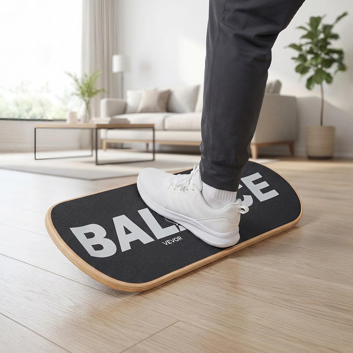 VEVOR Balance Board, Wobble Board Trainer for Adults 3-Level Adjustable Base, Premium Wooden Balance Training Equipment, Slip-Resistant Surface for Core Workout, Standing Desk Exercise, Home Gym, Yoga