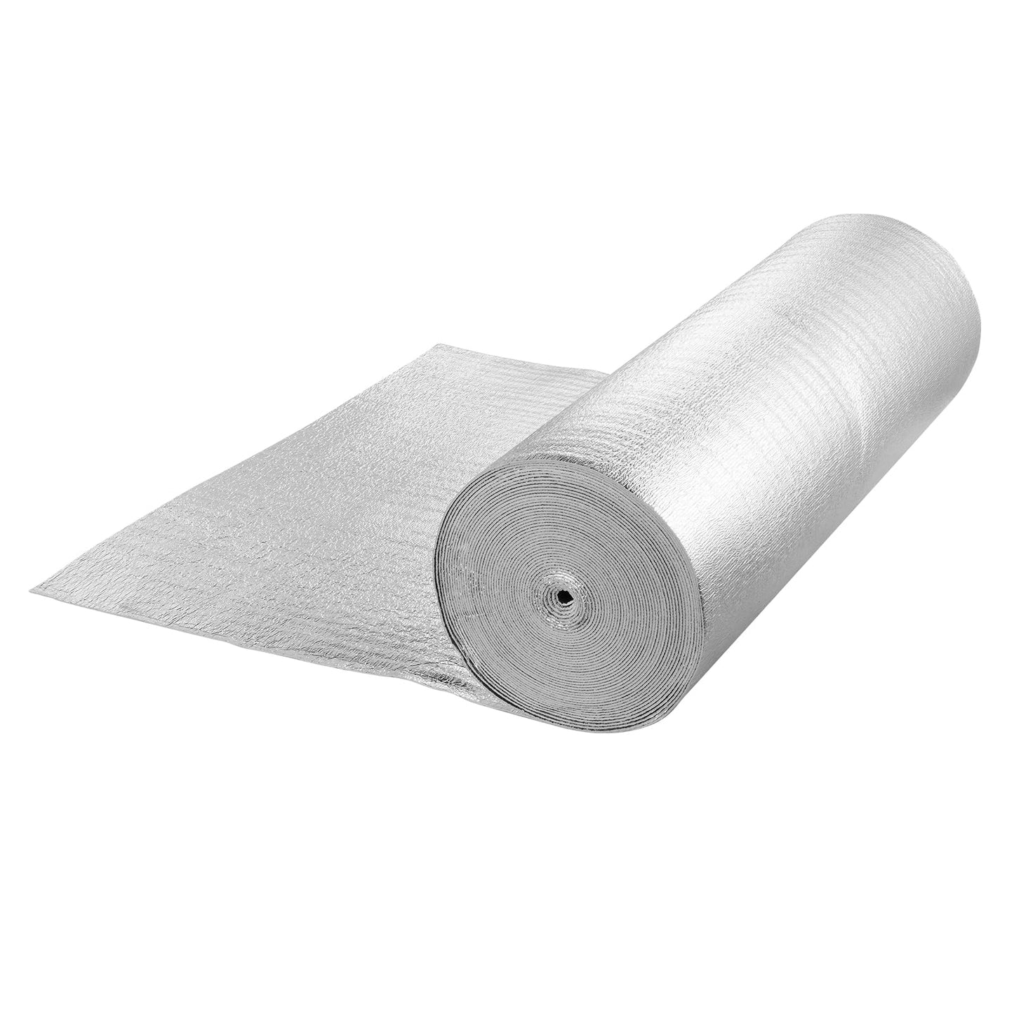 VEVOR Double Reflective Insulation Roll, Foam Core Radiant Barrier, 3.2 mm 48 in x 100 ft, Double-Sided Aluminum Foil EPE Foam Heat Reflective Shield, Thermal Insulation Roll for Window RV Roof