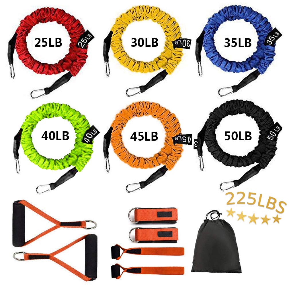Sunsign Resistance Band with Handle, Exercise Bands with Handles, Ideal for Strength Training, Muscle Toning, Physical Therapy, 12 pcs, Orange