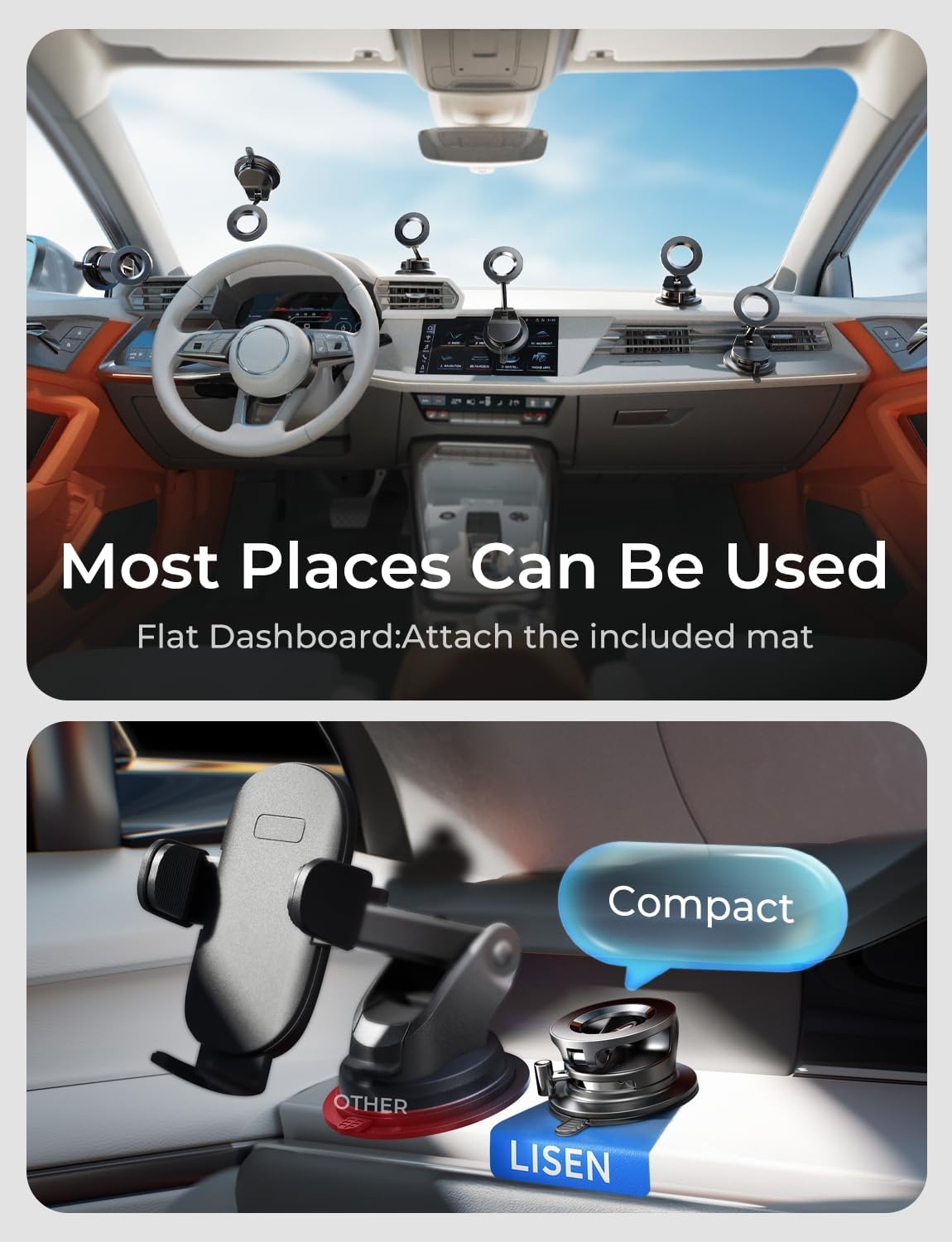 LISEN 17 16 15 14 13 12 for Magsafe Car Mount, Magnetic Phone Holders for Your Car, Vacuum Phone Mount for Car