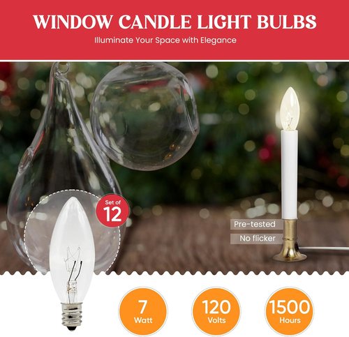 Creative Hobbies® Replacement Light Bulbs - 7W E12 Clear Incandescent for Electric Candle Lamps | 12 Pack