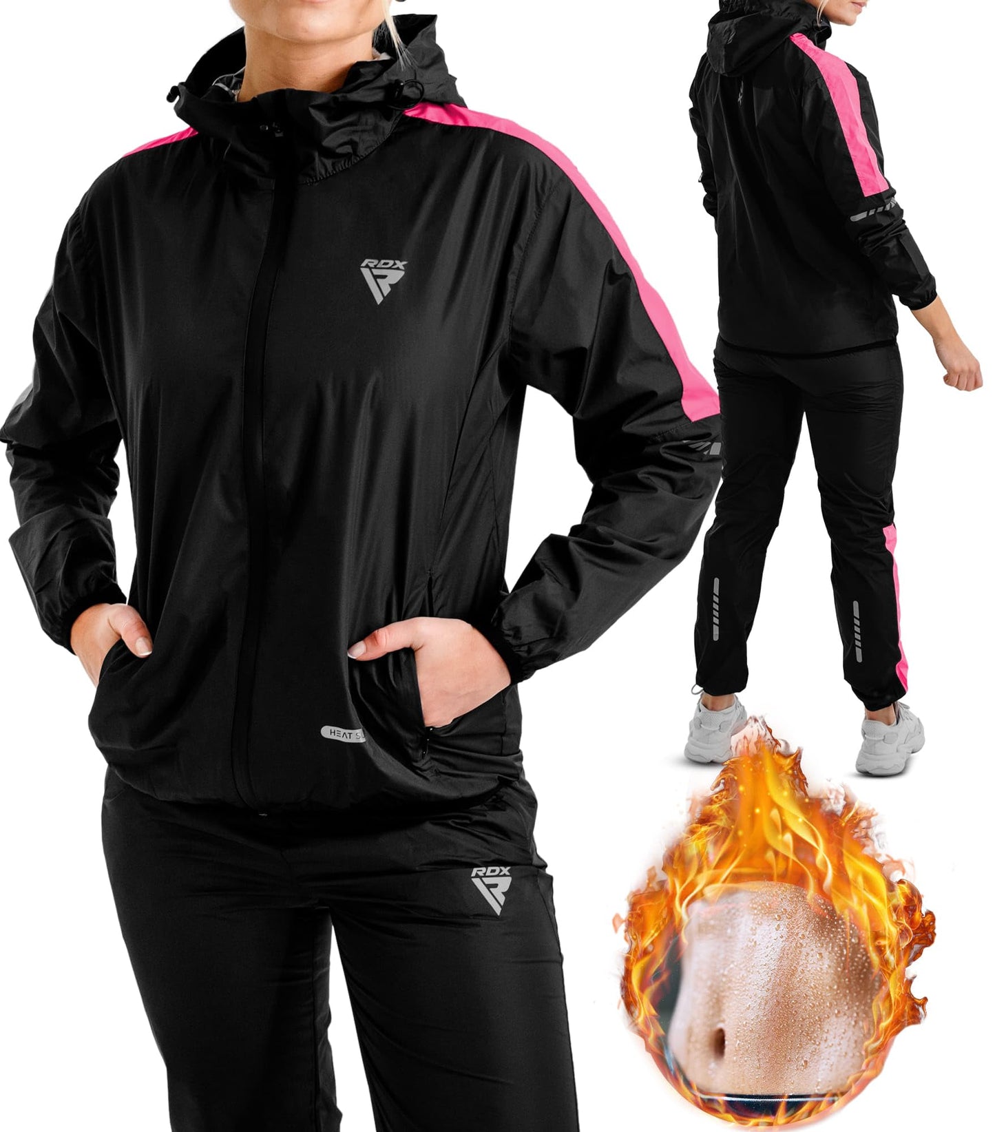 RDX Women Sauna Suit Weight Loss, REACH OEKO TEX 100 CERTIFIED, Sweat Jacket with Hood, Body Slimming Fitness Workout