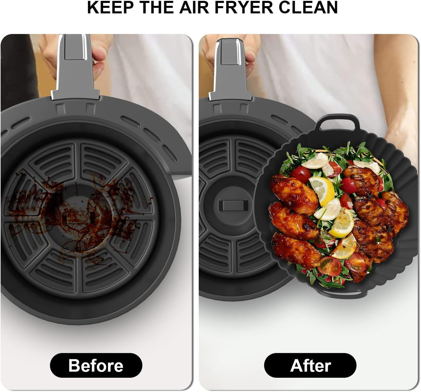 Ninja Silicone Air Fryer Liners - Reusable Food Grade 3-Pack for 4-5.3QT Models | Compatible with COSORI & Tefal