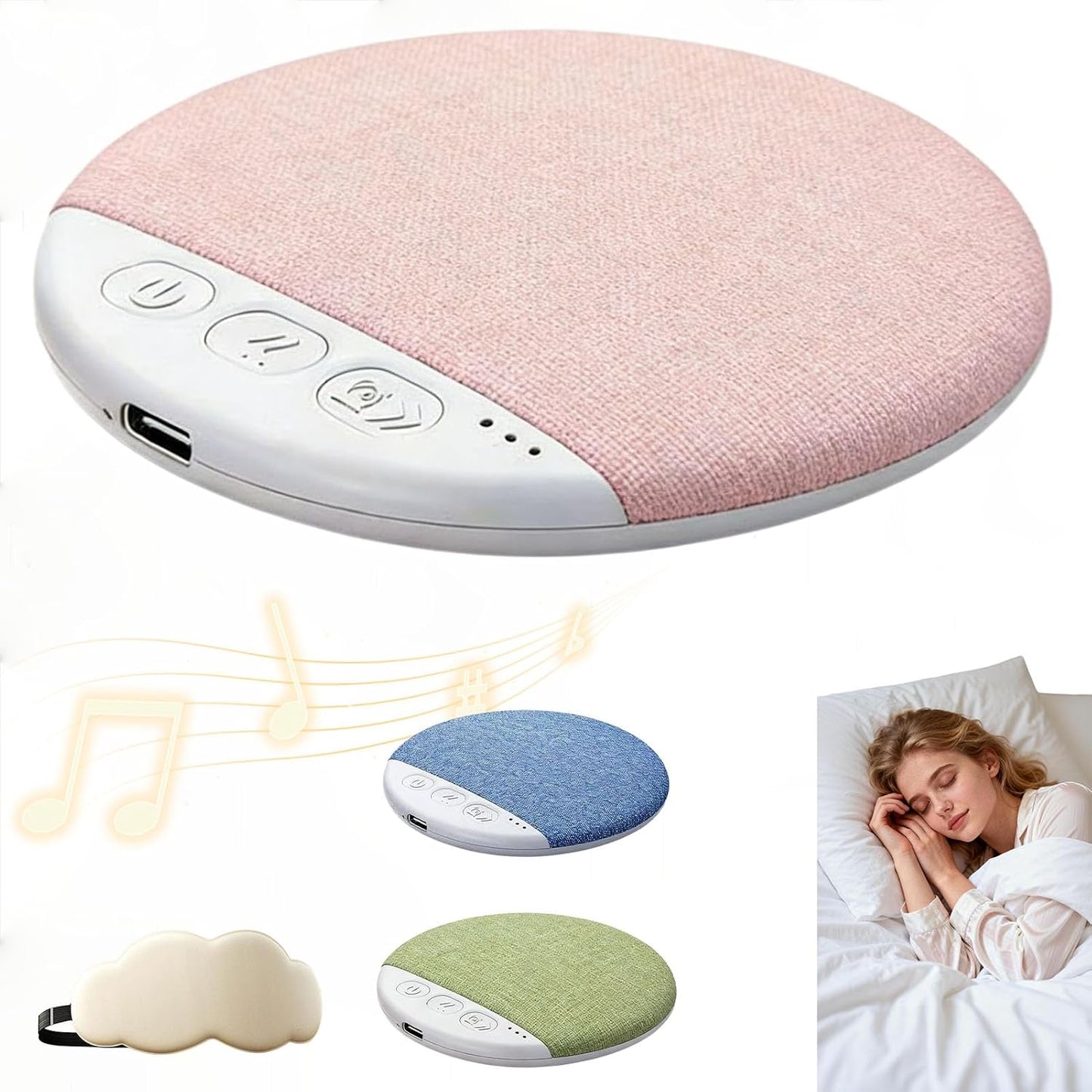 DRUOYIM 2026 SleepersPink,Set New Sleep Pillow Speaker Timer Wireless Sleep Aid with Stereo Portable BT Under Pillow