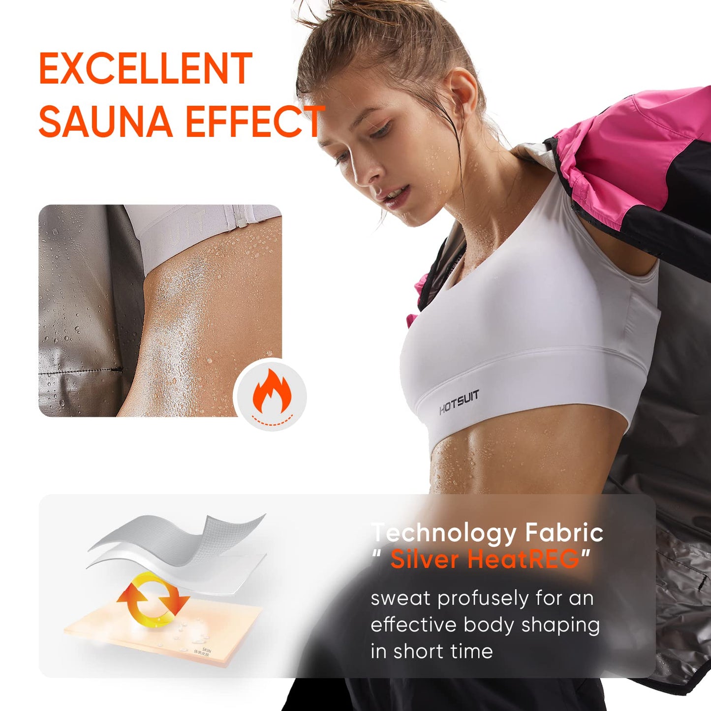 HOTSUIT Sauna Jacket for Women Weight Loss Sauna Suit Sweat Suits Anti Rip for Gym Workout Exercise