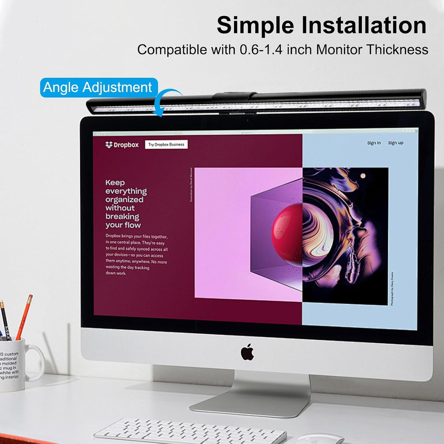 3 Home&Office-40cm Computer Monitor Lamp, Screen Light Bar Eye Caring, Keyboard Lamp with Clamp/Adjustable Brightness