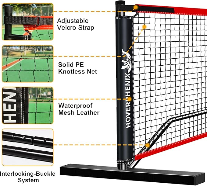 Pickleball Net for Driveway, Portable Pickleball Net System with Regualtion Size 22FT Pickle Ball Net, Outdoor Pickleballs, Carry Bag, Weather Resistant Metal Frame
