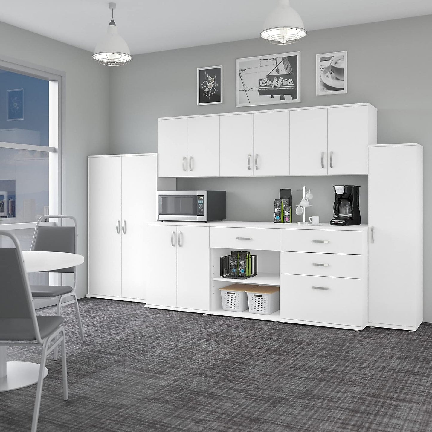 Bush Business Furniture Universal Wall Cabinet with Doors and Shelves in White, Versatile Home Organizer, Office Storage Unit and Adjustable Shelving