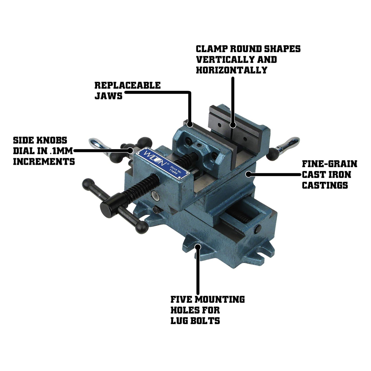 Wilton Cross-Slide Drill Press Vise, 4" Jaw Width & Max Opening, 1-3/8" Jaw Depth (Model CS4)