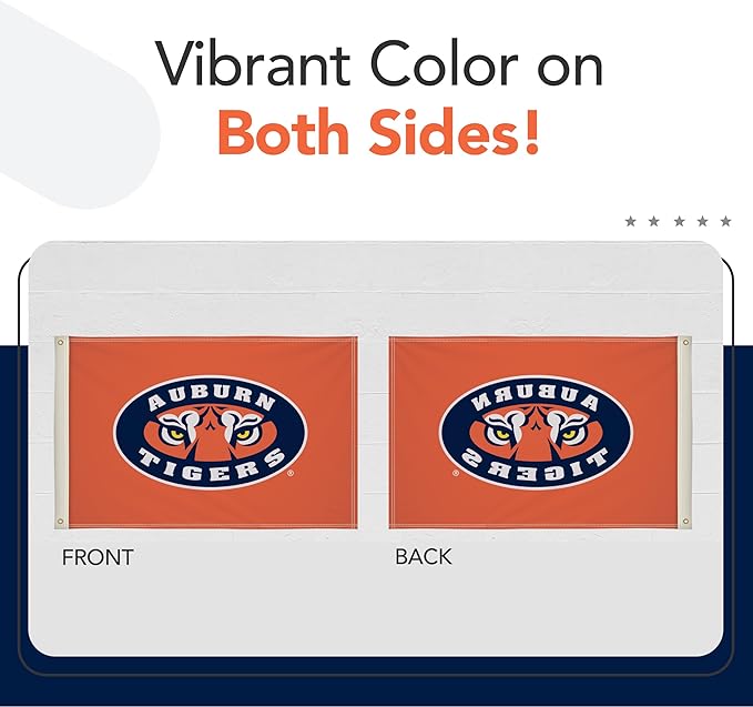 Auburn Tigers College Sports Printed Flag - NCAA Licensed - Nylon - School Banner (Orange) (2' x 3')