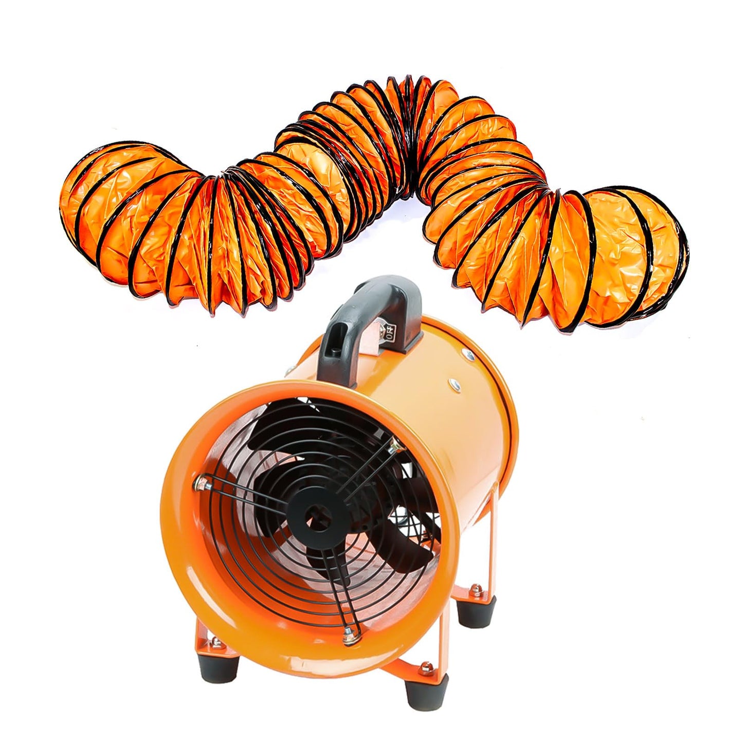 12-Inch High-Velocity Portable Utility Blower Fan, Industrial Exhaust Fan with 33ft Flexible Duct Hose, 3150 RPM Low-Noise Ventilator for Basements, Workshops, Warehouses, and Confined Spaces