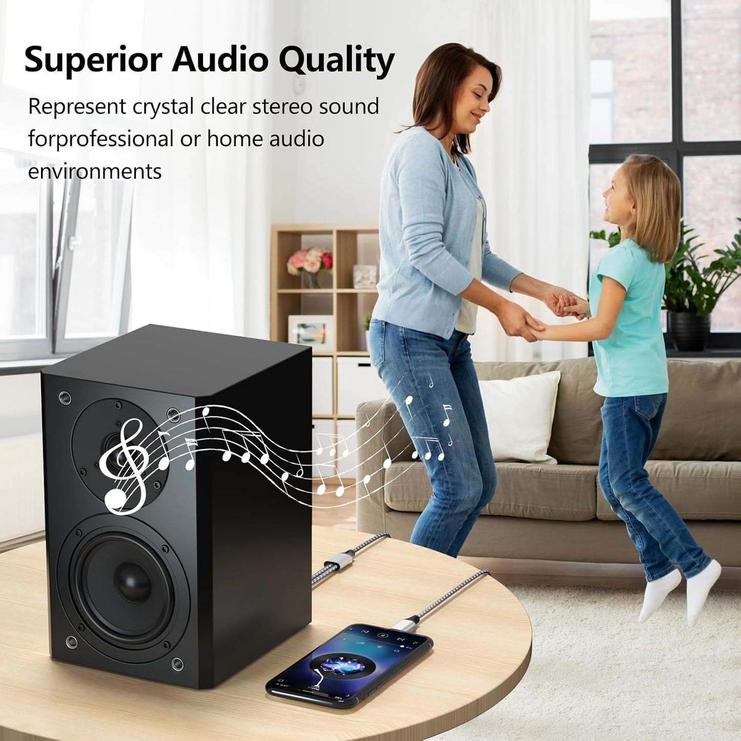 Liaoan Weiyu 2 2 MP3 Ligh-tning to RCA Stereo Adapter Cables, Lig-htning to RCA Audio Cables, Suitable for TVs