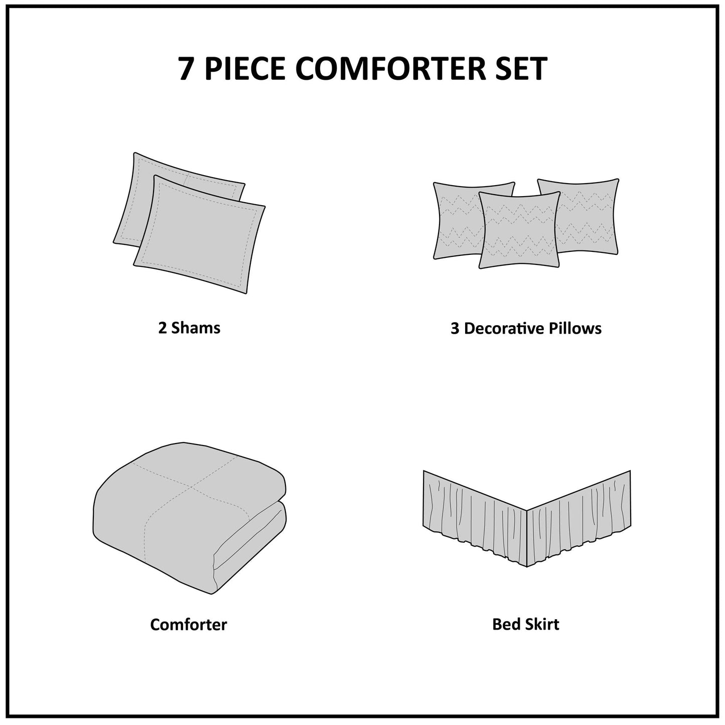 Madison Park Laurel Queen Size Bed Comforter Set Bed In A Bag - Black , Wrinkle Tufted Pleated – 7 Pieces Bedding Sets – Faux Silk Bedroom Comforters
