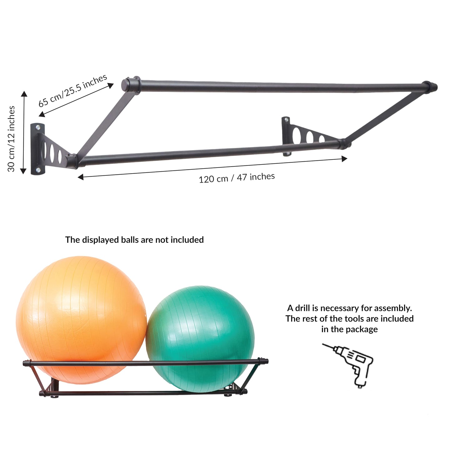 ODOXIA Exercise Ball Holder | Organize Your Space | Wall Mounted Rack | Yoga Ball Holder | Exercise Wall Mount | Fitness Therapy & Stability Rack | for Gyms, Studios, Home Gyms