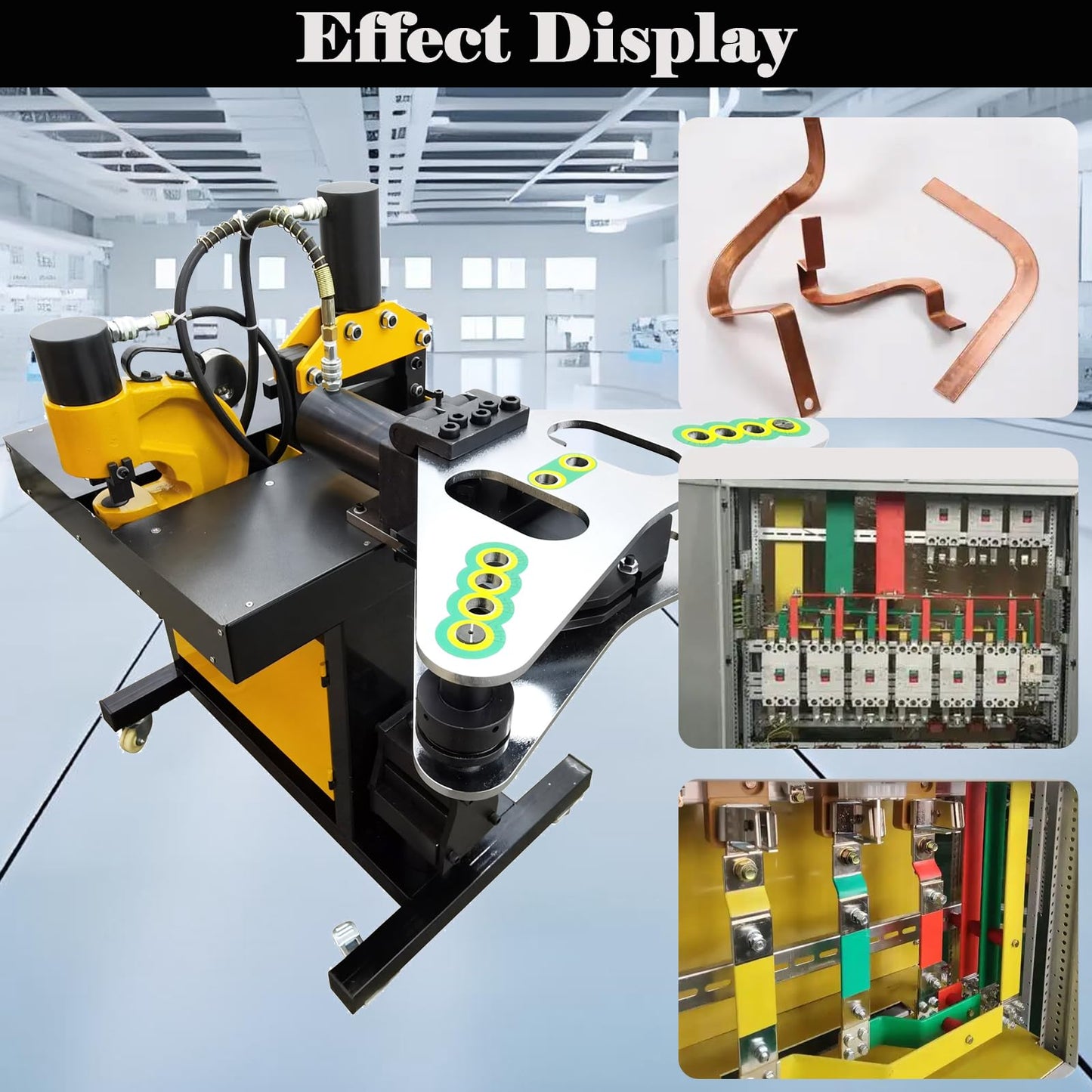 TECHTONGDA 5in1 Electro-Hydraulic Busbar Processor Busbar Bender Cutter Puncher Crimper Embossing Machine Heavy-duty Busbar Processing Machine 110V 750W