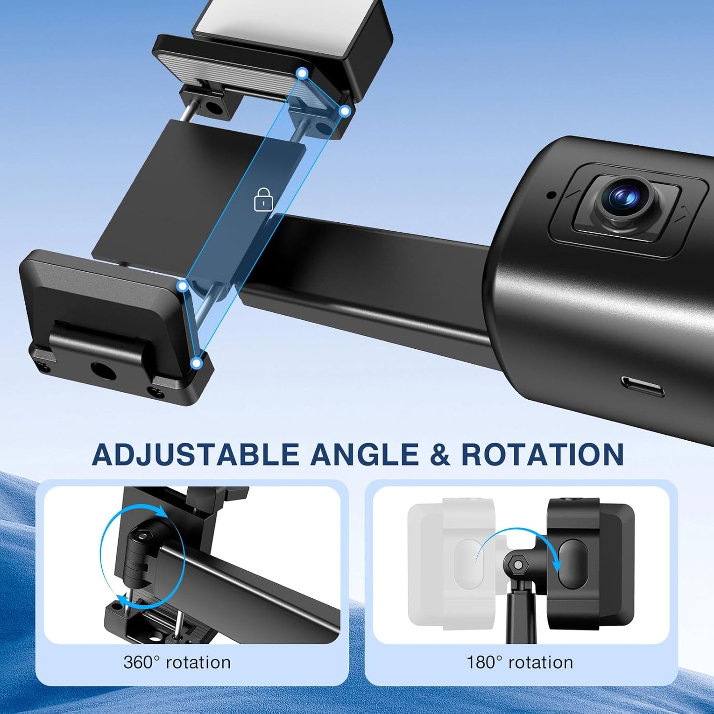 jiangler 360 Auto Face Tracking Tripod Rotating Cell Phone Photo and Video Kits Stand, No App, Camera Stand with Remote