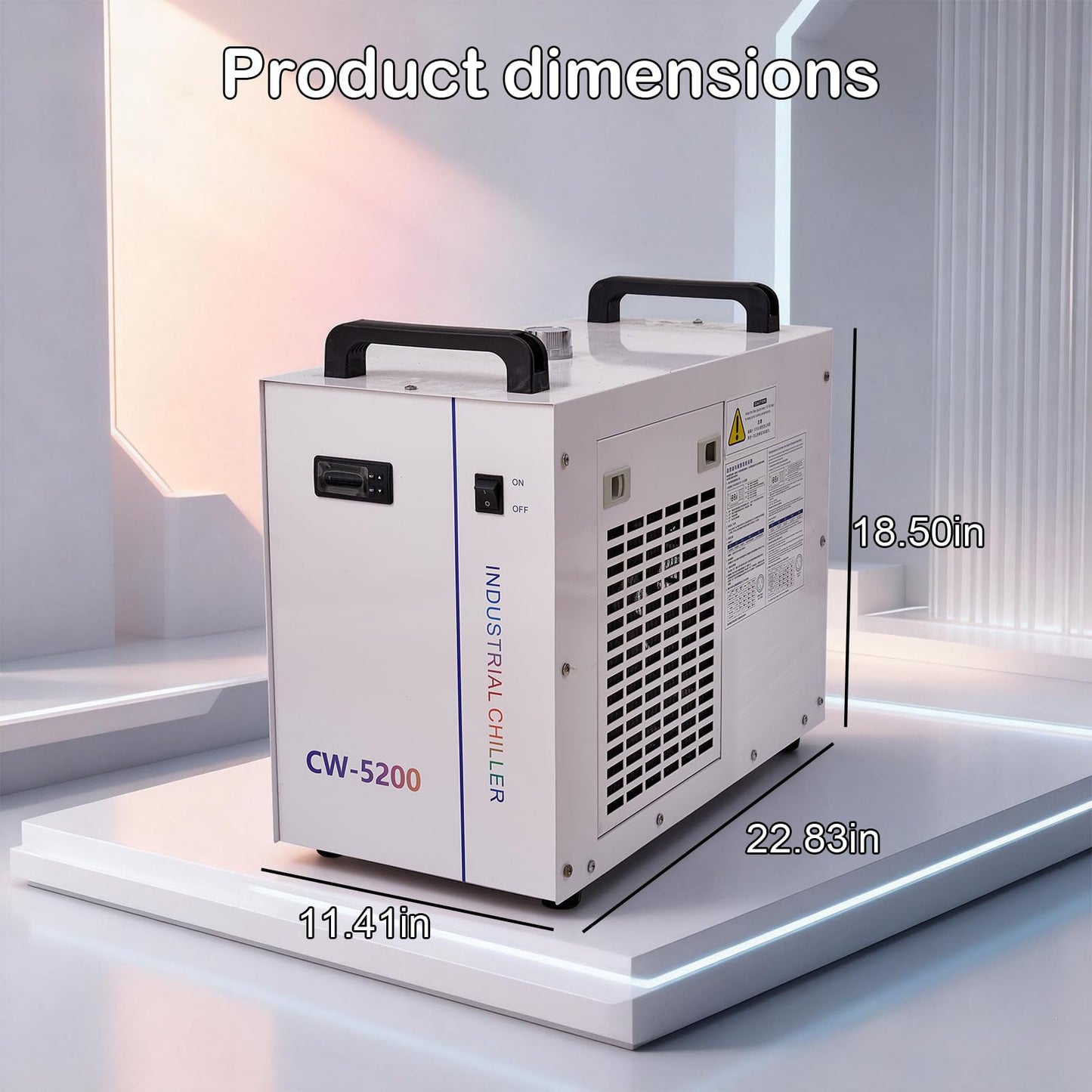 CW-5200DH Industrial Water Chiller, 6L Laser Cooling System for 60W-150W CO₂ Engraving Cutting Machines, Precise Temperature Control, High Efficiency 0.9HP