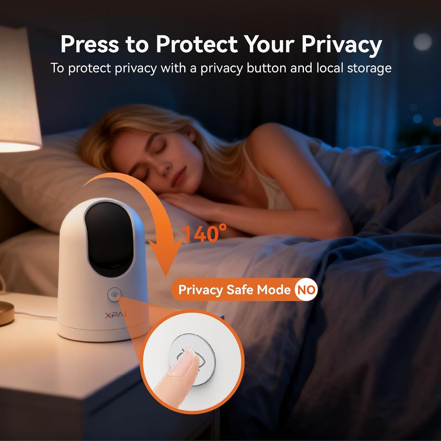 xpai 4K 64G APP,360 Detection,2-Way Security Camera,Industry's First with Built-in Storage No Monthly Fees,Indoor