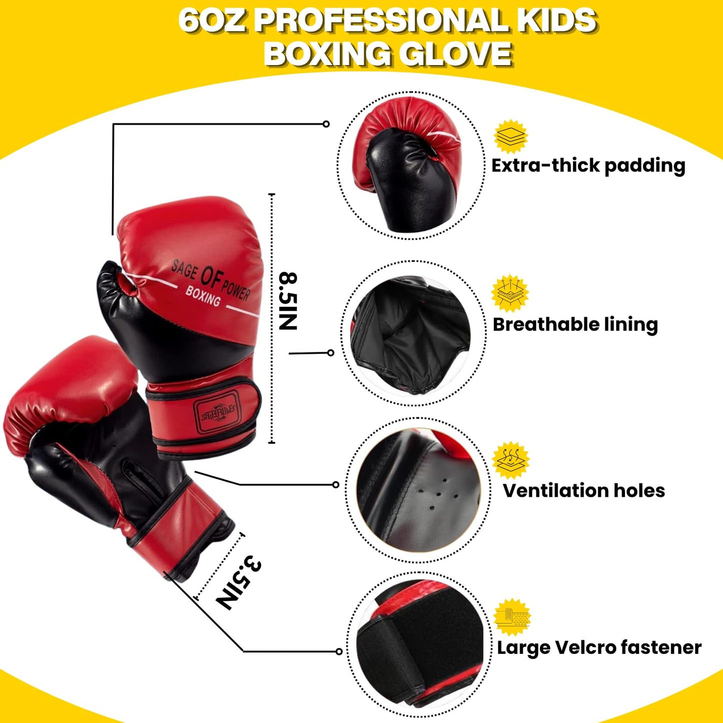 Mamxwaga Kids Punching Bag Set Unfilled, Hanging Boxing Bag Kickboxing Bag with Boxing Gloves, Kids Boxing Set for 3-12 Years, for Youth Karate Muay Thai Kick Taekwondo Training