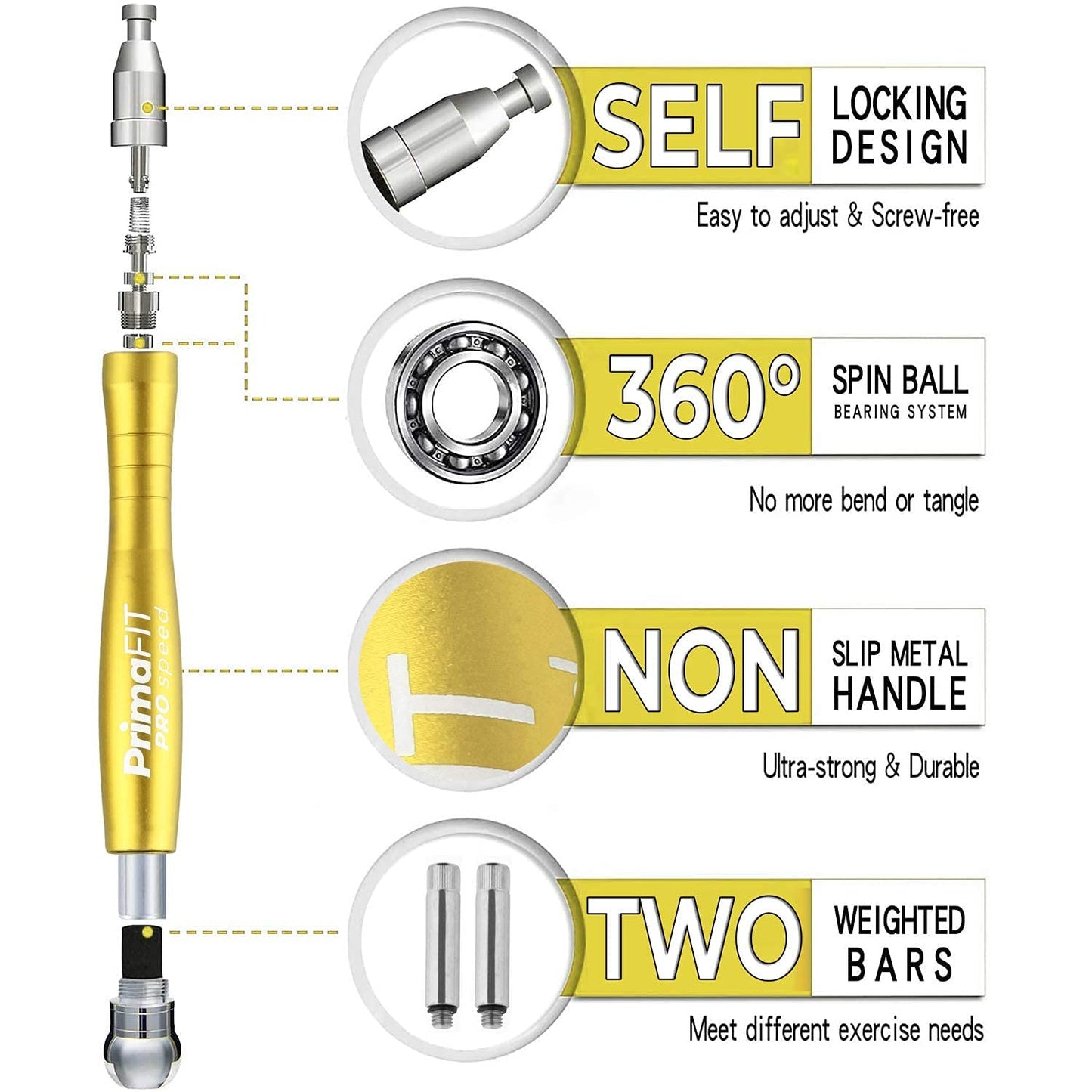 PrimaFIT Jump Rope Pro Speed Skipping Rope Adjustable Adult Jumping Rope Weighted Aluminium Handles for Double Dutch Boxing Workout Crossfit Exercise Fitness Spare Cable Weights Protectors Carry Bag