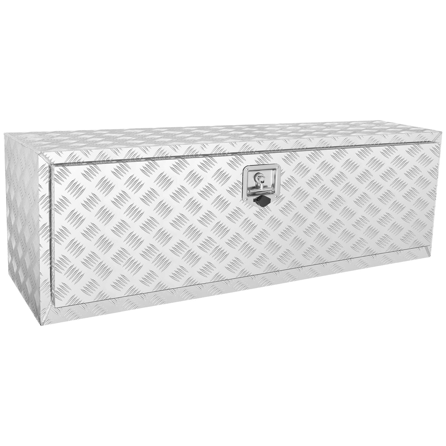 VEVOR Underbody Truck Box, 48"×17"×18" Pickup Storage Box, Heavy Duty Aluminum Diamond Plate Tool Box with Lock and Keys, Waterproof Trailer Storage Box with T-Handle Latch for Truck, Van, Trailer