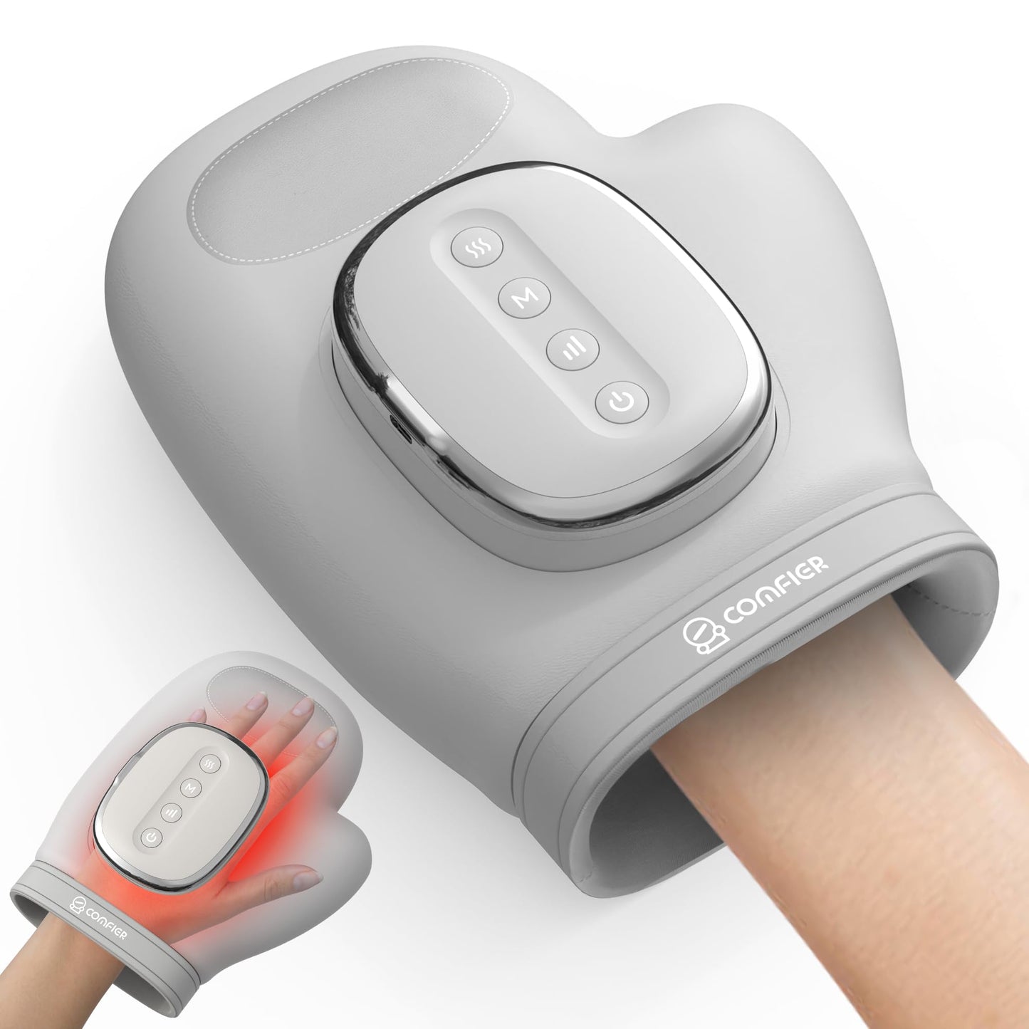 COMFIER【2026 Fathers Day Gift for Men， Cordless Hand Massager for Arthritis and Carpal Tunnel, Updated Bigger Electric Hand Massager with Heat and Compression,Wrist, Finger Massage